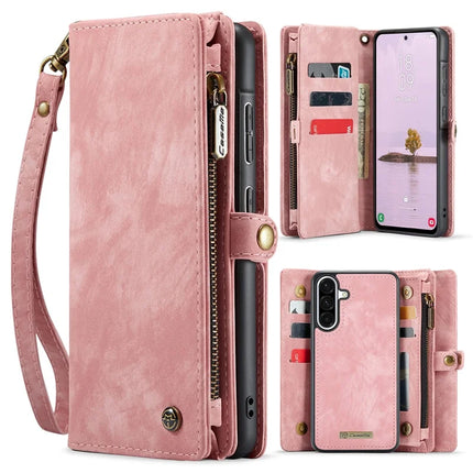 For Samsung Galaxy A56 5G Case CASEME 008 Series Detachable Leather Zipper Wallet Phone Cover - Pink