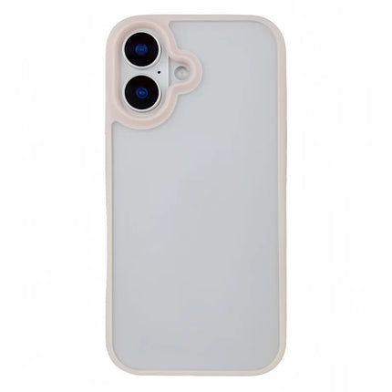 For iPhone 16 Plus Case Curved Frame PC + TPU Phone Cover Anti Drop Protection - Pink
