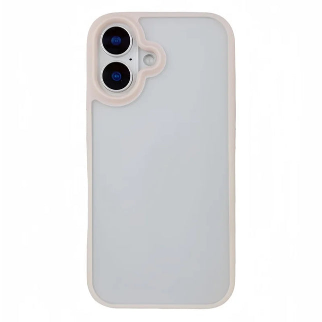 For iPhone 16 Plus Case Curved Frame PC + TPU Phone Cover Anti Drop Protection - Pink
