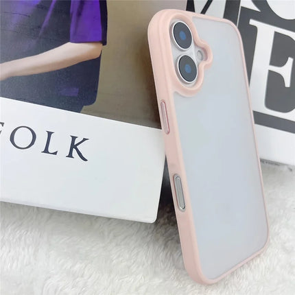 For iPhone 16 Plus Case Curved Frame PC + TPU Phone Cover Anti Drop Protection