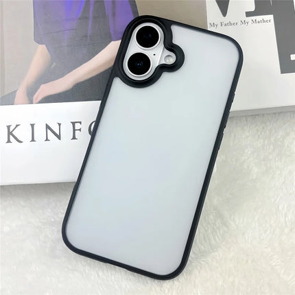 For iPhone 16 Plus Case Curved Frame PC + TPU Phone Cover Anti Drop Protection