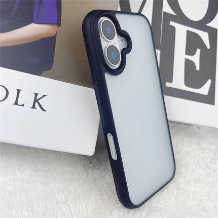 For iPhone 16 Plus Case Curved Frame PC + TPU Phone Cover Anti Drop Protection