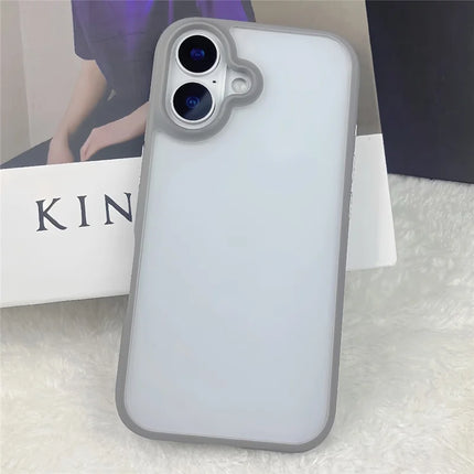 For iPhone 16 Plus Case Curved Frame PC + TPU Phone Cover Anti Drop Protection
