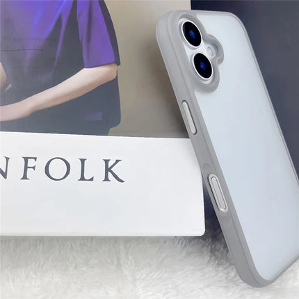For iPhone 16 Plus Case Curved Frame PC + TPU Phone Cover Anti Drop Protection