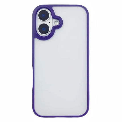For iPhone 16 Plus Case Curved Frame PC + TPU Phone Cover Anti Drop Protection - Dark Purple