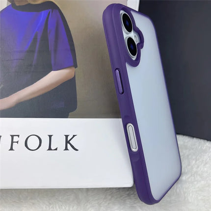 For iPhone 16 Plus Case Curved Frame PC + TPU Phone Cover Anti Drop Protection