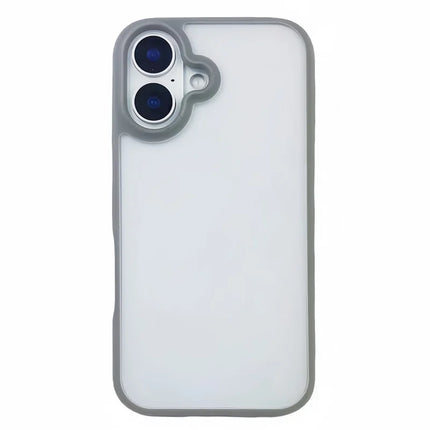 For iPhone 16 Case Curved Frame PC + TPU Phone Cover Anti Drop Protection - Grey