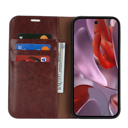 For Google Pixel 9a Case Crazy Horse Texture Split Leather Wallet Phone Cover