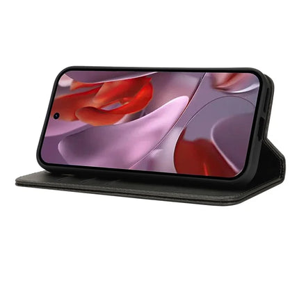 For Google Pixel 9a Case PU Leather Calf Textured Magnetic Closing Smart Phone Cover