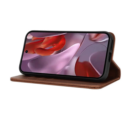 For Google Pixel 9a Case PU Leather Calf Textured Magnetic Closing Smart Phone Cover