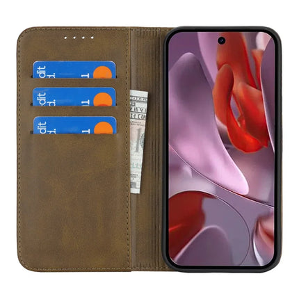 For Google Pixel 9a Case PU Leather Calf Textured Magnetic Closing Smart Phone Cover