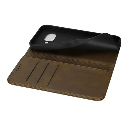 For Google Pixel 9a Case PU Leather Calf Textured Magnetic Closing Smart Phone Cover