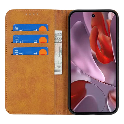 For Google Pixel 9a Case PU Leather Calf Textured Magnetic Closing Smart Phone Cover