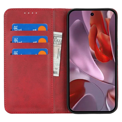 For Google Pixel 9a Case PU Leather Calf Textured Magnetic Closing Smart Phone Cover