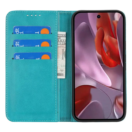 For Google Pixel 9a Case PU Leather Calf Textured Magnetic Closing Smart Phone Cover