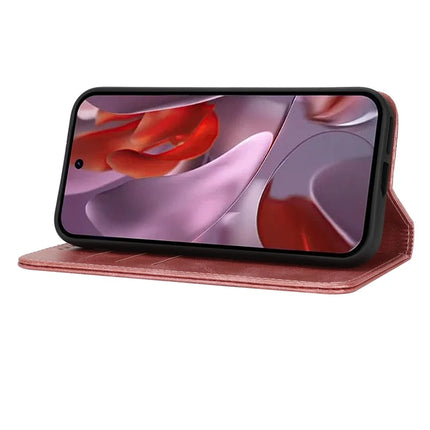 For Google Pixel 9a Case PU Leather Calf Textured Magnetic Closing Smart Phone Cover