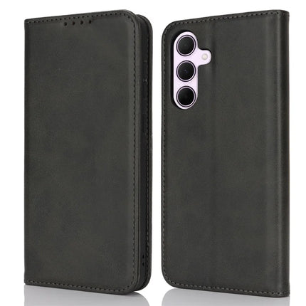 For Samsung Galaxy A56 5G  /  A36 5G Case PU Leather Calf Textured Magnetic Closing Smart Phone Cover - Black