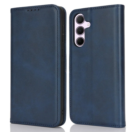 For Samsung Galaxy A56 5G  /  A36 5G Case PU Leather Calf Textured Magnetic Closing Smart Phone Cover - Dark Blue