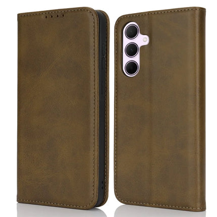 For Samsung Galaxy A56 5G  /  A36 5G Case PU Leather Calf Textured Magnetic Closing Smart Phone Cover - Dark Green