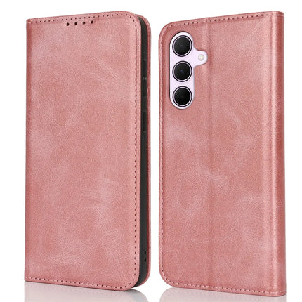 For Samsung Galaxy A56 5G  /  A36 5G Case PU Leather Calf Textured Magnetic Closing Smart Phone Cover - Rose Gold