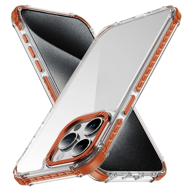 For iPhone 13 Pro Max Crystal Clear Case Airbag Anti Drop TPU + PC Phone Back Cover - Orange