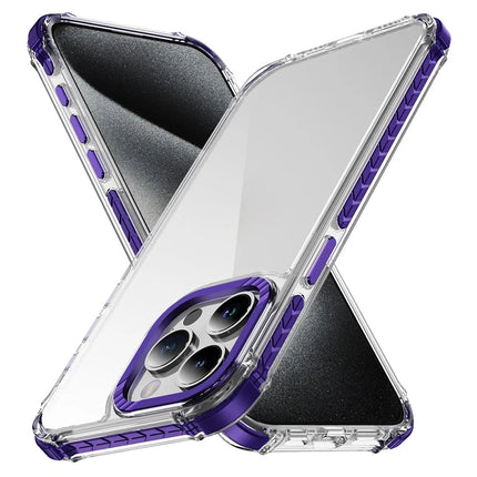 For iPhone 13 Pro Max Crystal Clear Case Airbag Anti Drop TPU + PC Phone Back Cover - Purple