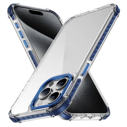 For iPhone 15 Pro Max Crystal Clear Case Airbag Anti Drop TPU + PC Phone Back Cover - Blue