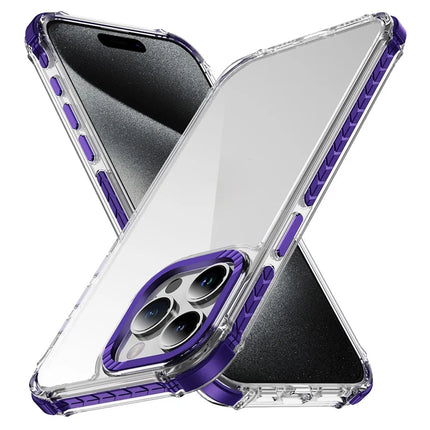 For iPhone 15 Pro Max Crystal Clear Case Airbag Anti Drop TPU + PC Phone Back Cover - Purple