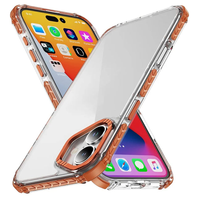 For iPhone 16 Plus Crystal Clear Case Airbag Anti Drop TPU + PC Phone Back Cover - Orange