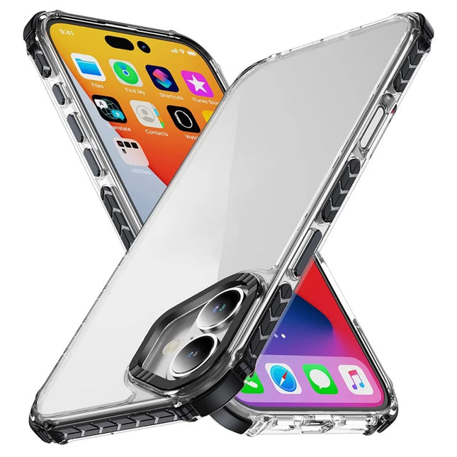For iPhone 16 Plus Crystal Clear Case Airbag Anti Drop TPU + PC Phone Back Cover - Black