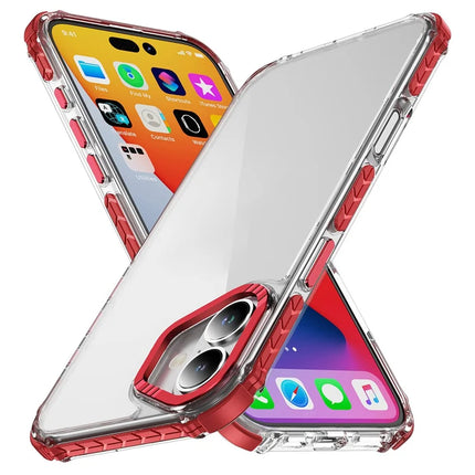For iPhone 16 Plus Crystal Clear Case Airbag Anti Drop TPU + PC Phone Back Cover - Red
