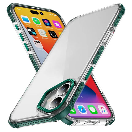 For iPhone 16 Plus Crystal Clear Case Airbag Anti Drop TPU + PC Phone Back Cover - Green