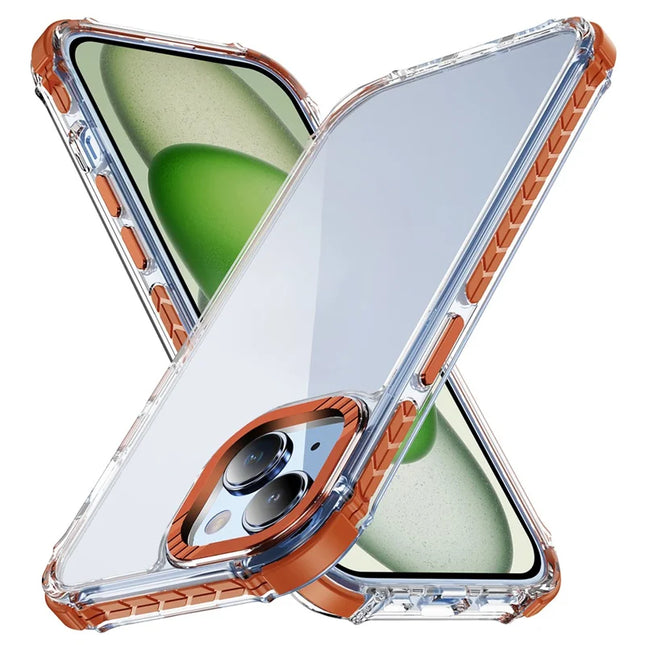 For iPhone 14 / 13 Crystal Clear Case Airbag Anti Drop TPU + PC Phone Back Cover - Orange