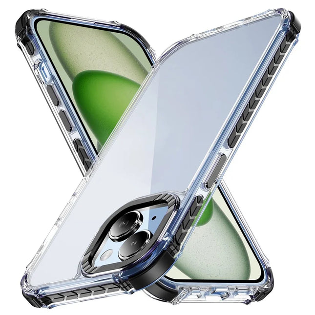 For iPhone 14 / 13 Crystal Clear Case Airbag Anti Drop TPU + PC Phone Back Cover - Black