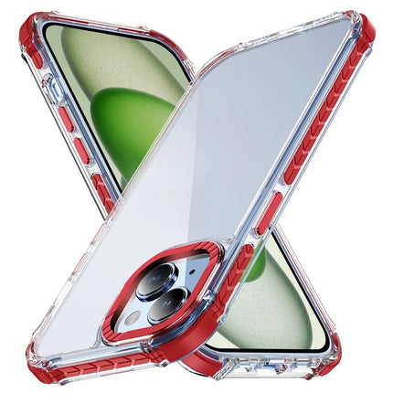 For iPhone 14 / 13 Crystal Clear Case Airbag Anti Drop TPU + PC Phone Back Cover - Red