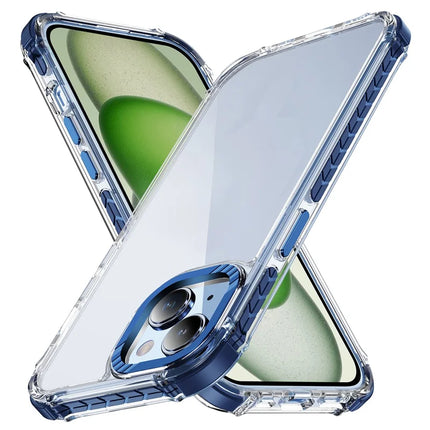 For iPhone 14 / 13 Crystal Clear Case Airbag Anti Drop TPU + PC Phone Back Cover - Blue