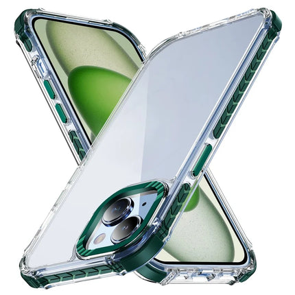 For iPhone 14 / 13 Crystal Clear Case Airbag Anti Drop TPU + PC Phone Back Cover - Green