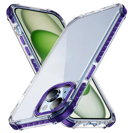 For iPhone 14 / 13 Crystal Clear Case Airbag Anti Drop TPU + PC Phone Back Cover - Purple