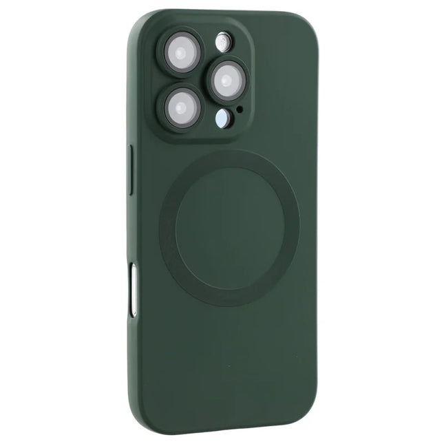 For iPhone 16 Pro Max Case Compatible with MagSafe Liquid Silicone Phone Cover with Tempered Glass Lens Protector - Green