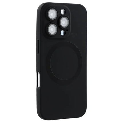 For iPhone 16 Pro Max Case Compatible with MagSafe Liquid Silicone Phone Cover with Tempered Glass Lens Protector - Black