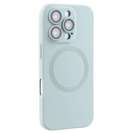 For iPhone 16 Pro Max Case Compatible with MagSafe Liquid Silicone Phone Cover with Tempered Glass Lens Protector - Baby Blue