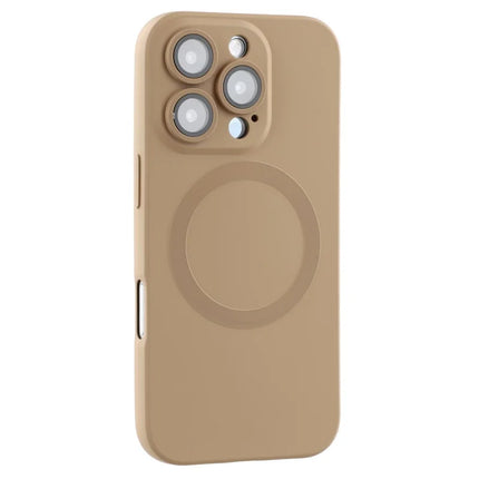 For iPhone 16 Pro Max Case Compatible with MagSafe Liquid Silicone Phone Cover with Tempered Glass Lens Protector - Desert Gold