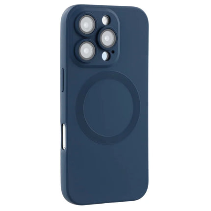 For iPhone 16 Pro Max Case Compatible with MagSafe Liquid Silicone Phone Cover with Tempered Glass Lens Protector - Midnight Blue