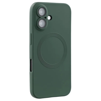 For iPhone 16 Plus Case Compatible with MagSafe Liquid Silicone Phone Cover with Tempered Glass Lens Protector - Green