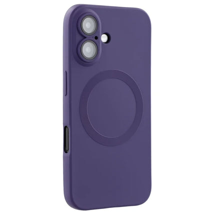 For iPhone 16 Plus Case Compatible with MagSafe Liquid Silicone Phone Cover with Tempered Glass Lens Protector - Dark Purple