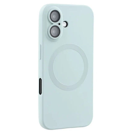 For iPhone 16 Plus Case Compatible with MagSafe Liquid Silicone Phone Cover with Tempered Glass Lens Protector - Baby Blue