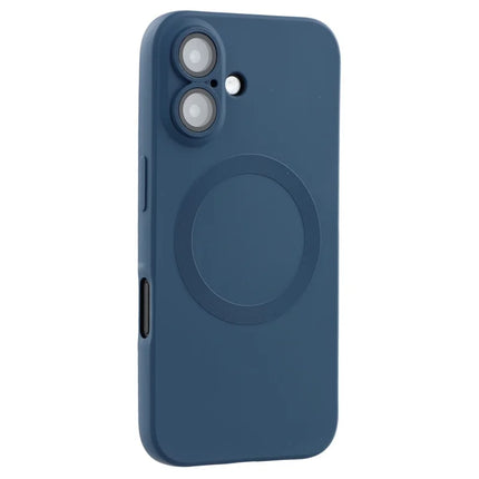 For iPhone 16 Plus Case Compatible with MagSafe Liquid Silicone Phone Cover with Tempered Glass Lens Protector - Midnight Blue