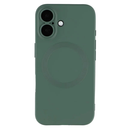 For iPhone 16 Case Compatible with MagSafe Liquid Silicone Phone Cover with Tempered Glass Lens Protector