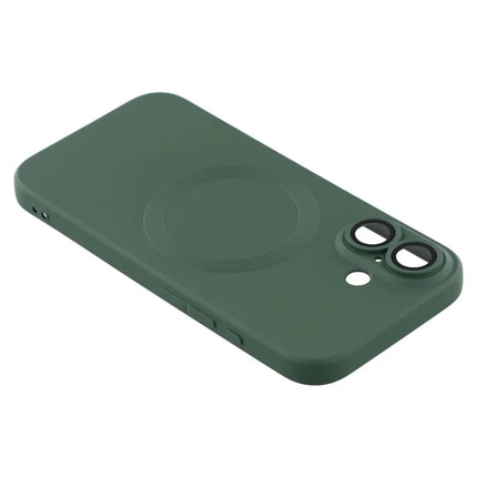 For iPhone 16 Case Compatible with MagSafe Liquid Silicone Phone Cover with Tempered Glass Lens Protector