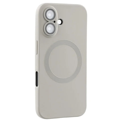 For iPhone 16 Case Compatible with MagSafe Liquid Silicone Phone Cover with Tempered Glass Lens Protector - Grey
